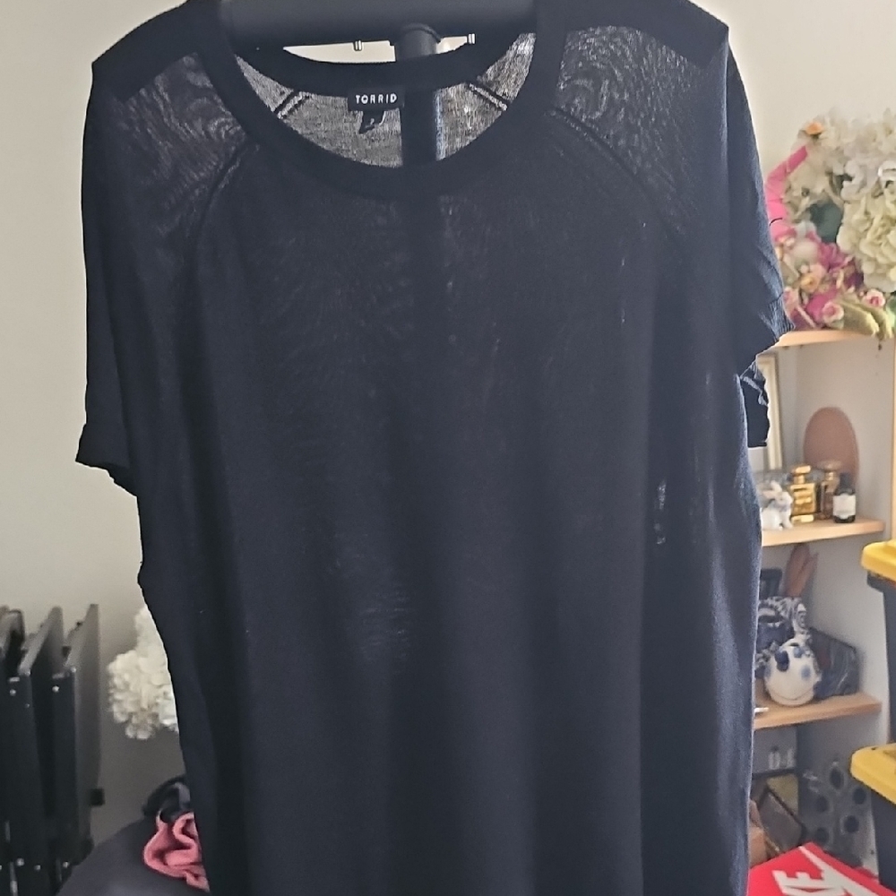 Torrid Sheer Black Blouse